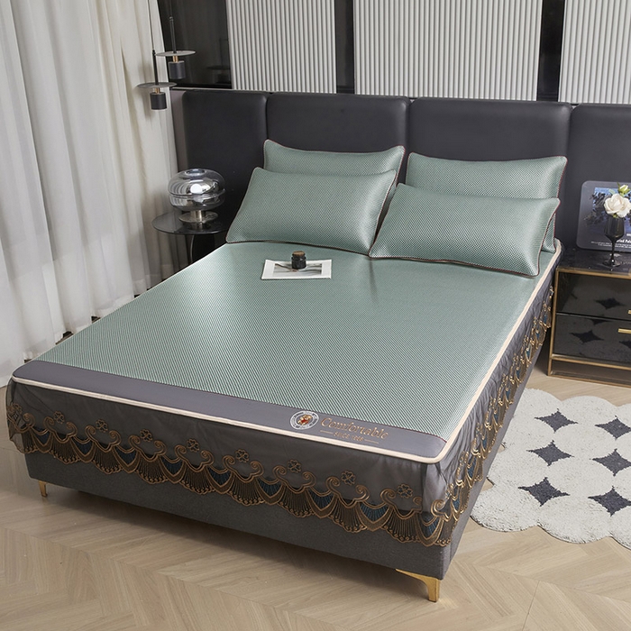 91家纺网 家纺一手货源 找家纺 （总）情恒家纺 2025新款冰藤席床笠款三件套