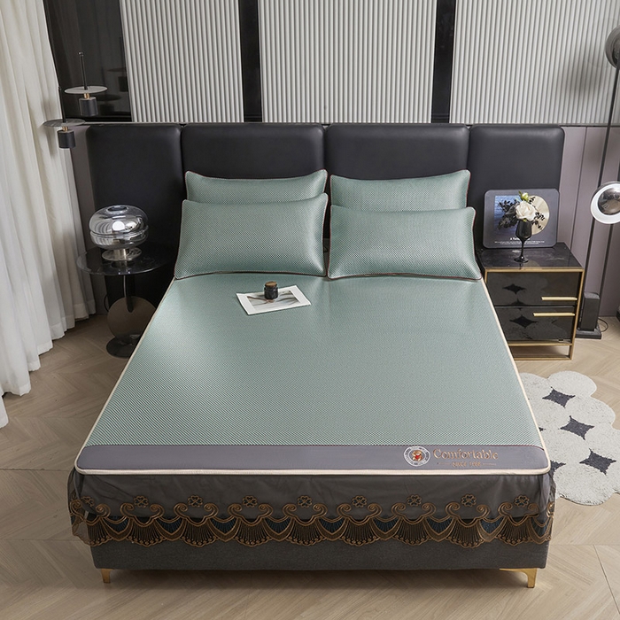 91家纺网 家纺一手货源 找家纺 （总）情恒家纺 2025新款冰藤席床笠款三件套