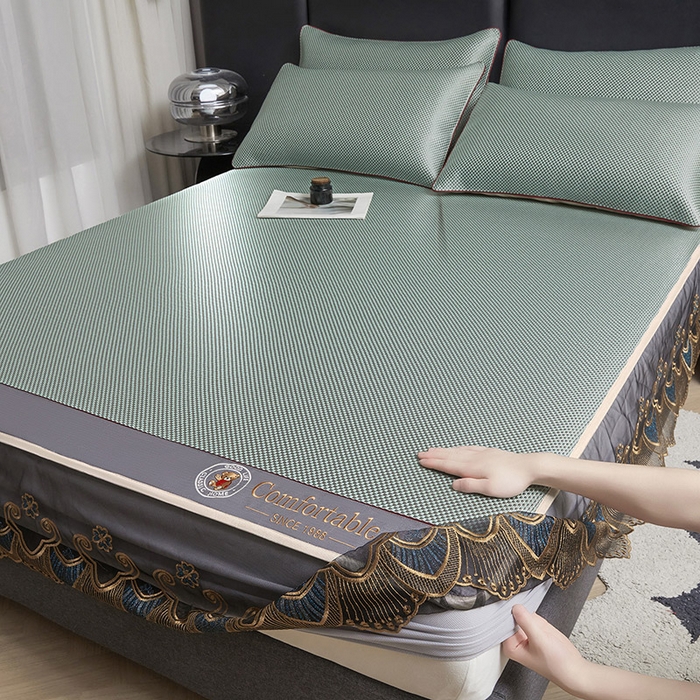 （总）情恒家纺 2025新款冰藤席床笠款三件套