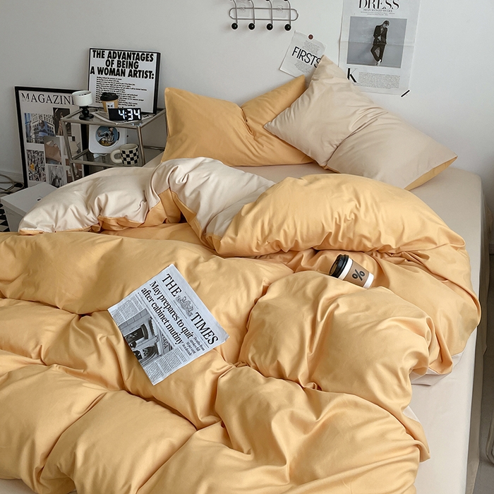 91家纺网 家纺一手货源 找家纺 优尚佳生活馆 2025新款无印风亲肤磨毛四件套-纯色 碳烤起司