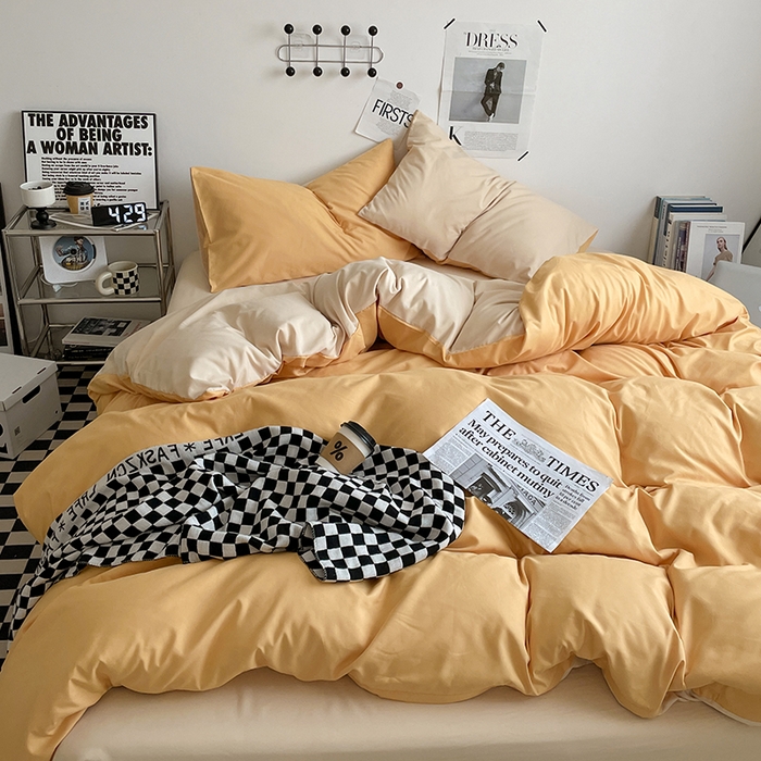 91家纺网 家纺一手货源 找家纺 优尚佳生活馆 2025新款无印风亲肤磨毛四件套-纯色 碳烤起司