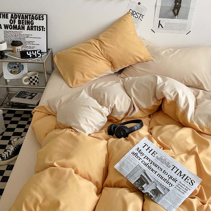 91家纺网 家纺一手货源 找家纺 优尚佳生活馆 2025新款无印风亲肤磨毛四件套-纯色 碳烤起司