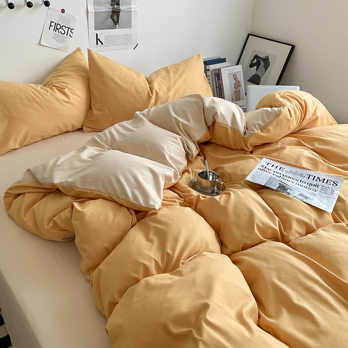 91家纺网 家纺一手货源 找家纺 优尚佳生活馆 2025新款无印风亲肤磨毛四件套-纯色 碳烤起司