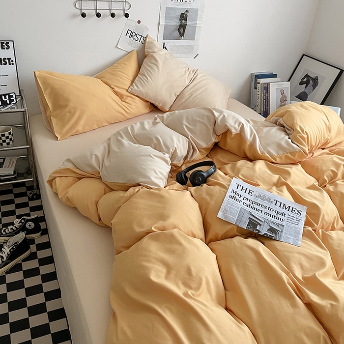 91家纺网 家纺一手货源 找家纺 优尚佳生活馆 2025新款无印风亲肤磨毛四件套-纯色 碳烤起司