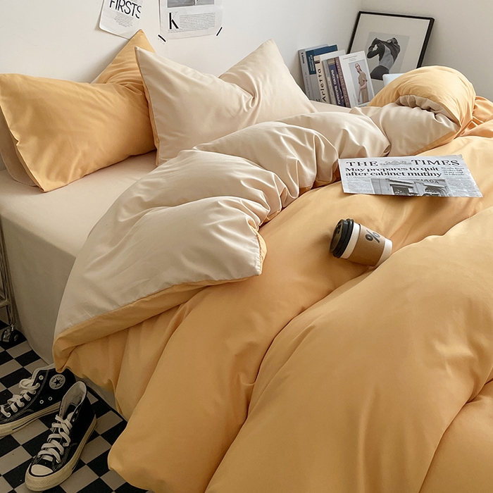 91家纺网 家纺一手货源 找家纺 优尚佳生活馆 2025新款无印风亲肤磨毛四件套-纯色 碳烤起司