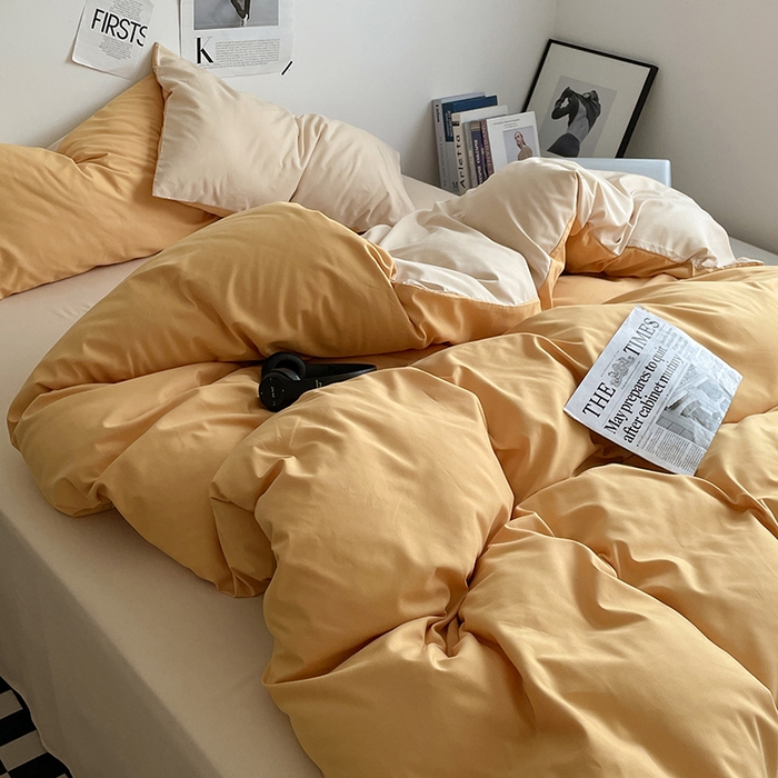 91家纺网 家纺一手货源 找家纺 优尚佳生活馆 2025新款无印风亲肤磨毛四件套-纯色 碳烤起司