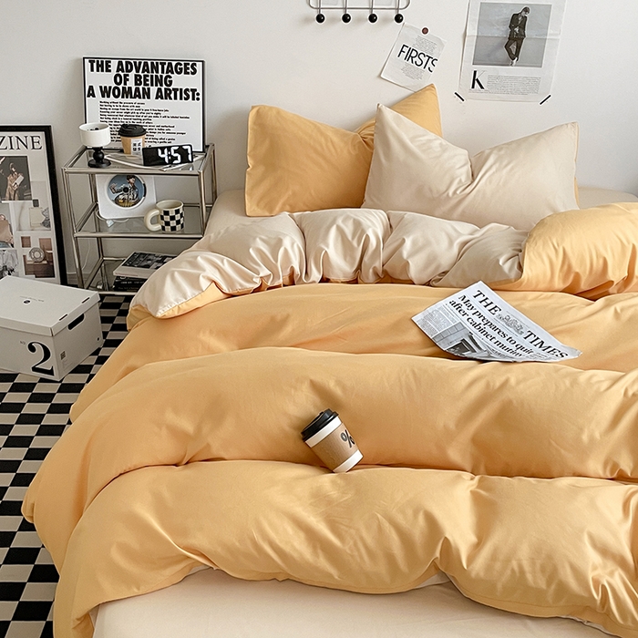 91家纺网 家纺一手货源 找家纺 优尚佳生活馆 2025新款无印风亲肤磨毛四件套-纯色 碳烤起司