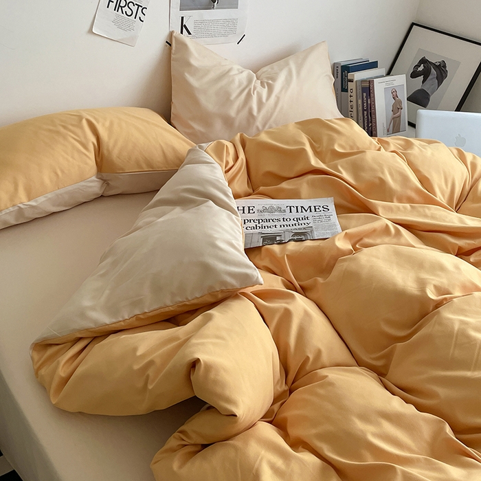 91家纺网 家纺一手货源 找家纺 优尚佳生活馆 2025新款无印风亲肤磨毛四件套-纯色 碳烤起司