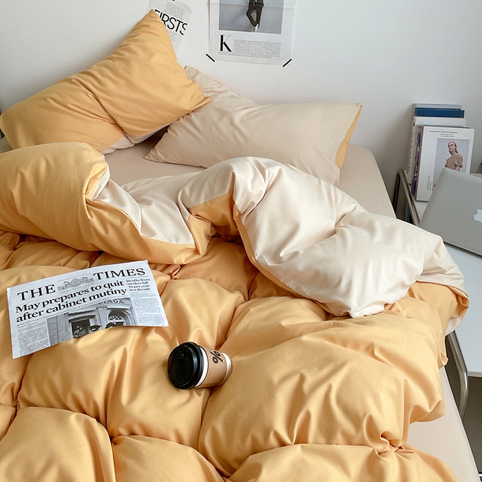 91家纺网 家纺一手货源 找家纺 优尚佳生活馆 2025新款无印风亲肤磨毛四件套-纯色 碳烤起司