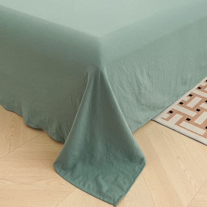 91家纺网 家纺一手货源 找家纺 优尚佳生活馆 2025新款ins风超柔褶皱亲肤磨毛水洗棉四件套纯色系列（风格二） 清新绿