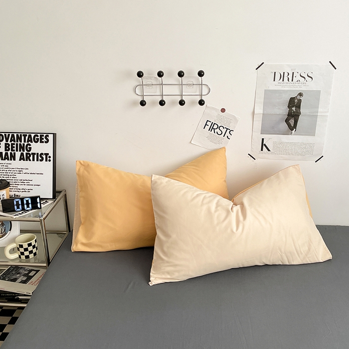 91家纺网 家纺一手货源 找家纺 优尚佳生活馆 2025新款无印风亲肤磨毛四件套-纯色 碳烤起司三拼