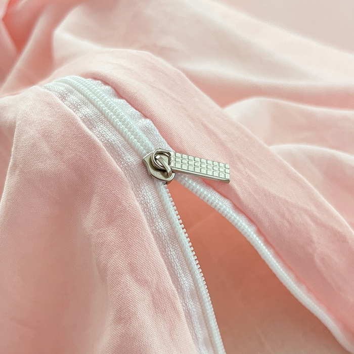 91家纺网 家纺一手货源 找家纺 优尚佳生活馆 2025新款ins风超柔褶皱亲肤磨毛水洗棉四件套纯色系列（风格二） 樱花粉