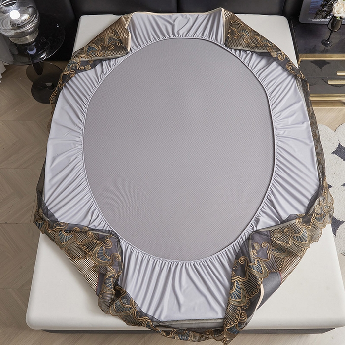 91家纺网 家纺一手货源 找家纺 情恒家纺 2025新款冰藤席床笠款三件套 皇朝 炽金