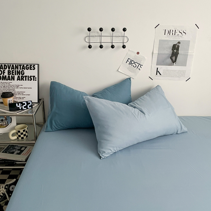 91家纺网 家纺一手货源 找家纺 优尚佳生活馆 2025新款无印风亲肤磨毛四件套-纯色 天空蔚蓝