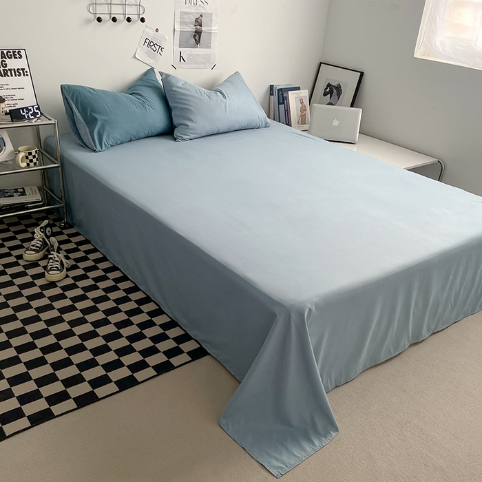 91家纺网 家纺一手货源 找家纺 优尚佳生活馆 2025新款无印风亲肤磨毛四件套-纯色 天空蔚蓝