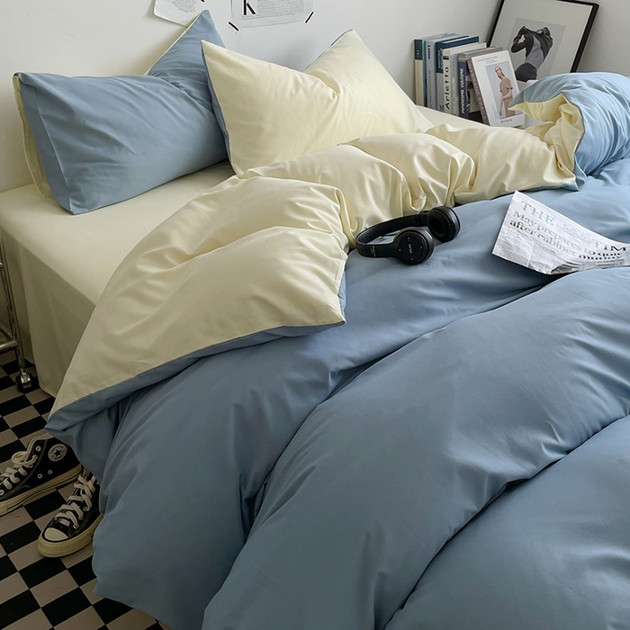 91家纺网 家纺一手货源 找家纺 优尚佳生活馆 2025新款无印风亲肤磨毛四件套-纯色 天蓝芝士