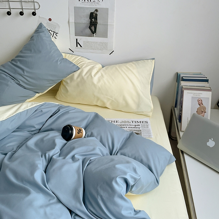 91家纺网 家纺一手货源 找家纺 优尚佳生活馆 2025新款无印风亲肤磨毛四件套-纯色 天蓝芝士