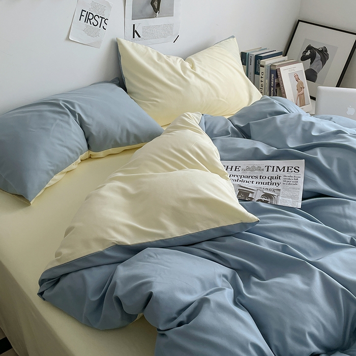 91家纺网 家纺一手货源 找家纺 优尚佳生活馆 2025新款无印风亲肤磨毛四件套-纯色 天蓝芝士