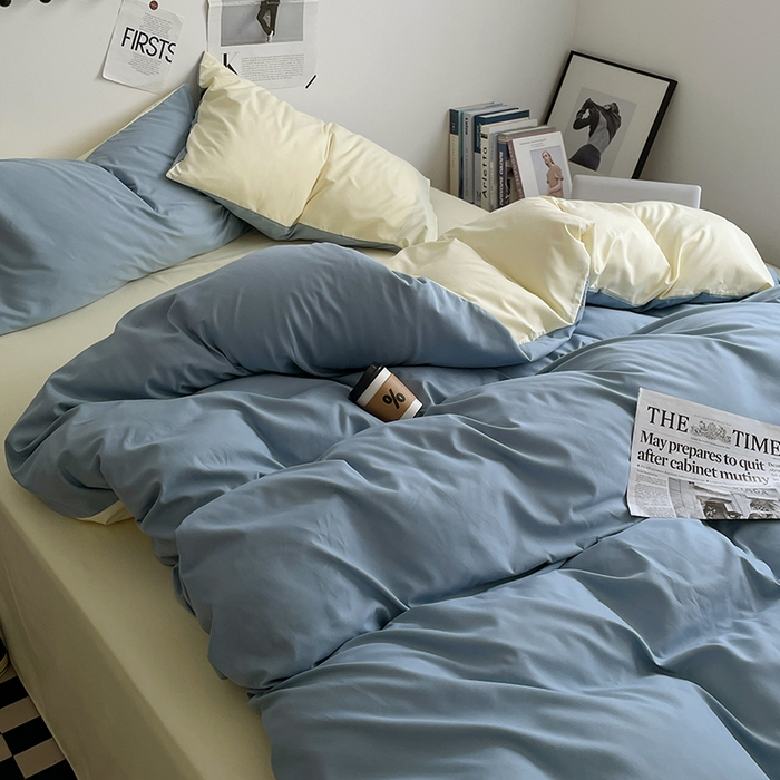 91家纺网 家纺一手货源 找家纺 优尚佳生活馆 2025新款无印风亲肤磨毛四件套-纯色 天蓝芝士