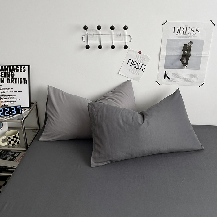 91家纺网 家纺一手货源 找家纺 优尚佳生活馆 2025新款无印风亲肤磨毛四件套-纯色 雾霾灰