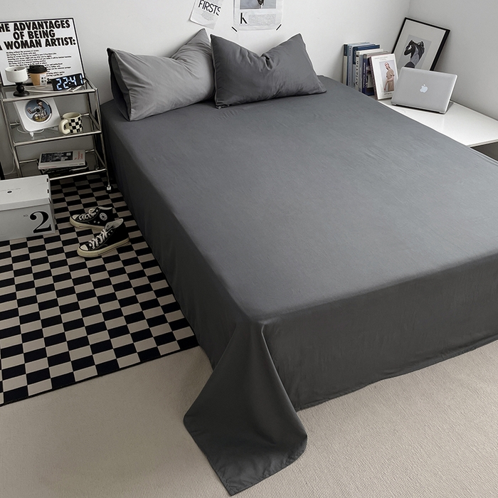 91家纺网 家纺一手货源 找家纺 优尚佳生活馆 2025新款无印风亲肤磨毛四件套-纯色 雾霾灰