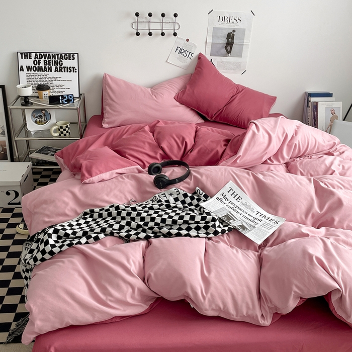 优尚佳生活馆 2025新款无印风亲肤磨毛四件套-纯色 香芋奶昔