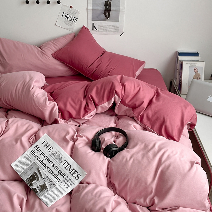 91家纺网 家纺一手货源 找家纺 优尚佳生活馆 2025新款无印风亲肤磨毛四件套-纯色 香芋奶昔