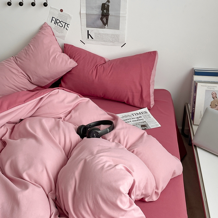 91家纺网 家纺一手货源 找家纺 优尚佳生活馆 2025新款无印风亲肤磨毛四件套-纯色 香芋奶昔