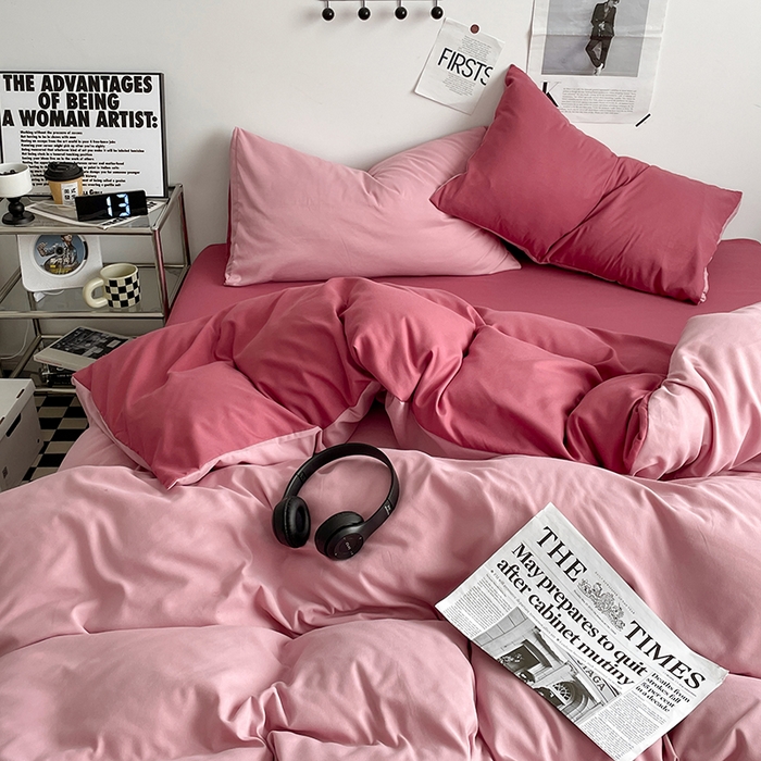 91家纺网 家纺一手货源 找家纺 优尚佳生活馆 2025新款无印风亲肤磨毛四件套-纯色 香芋奶昔