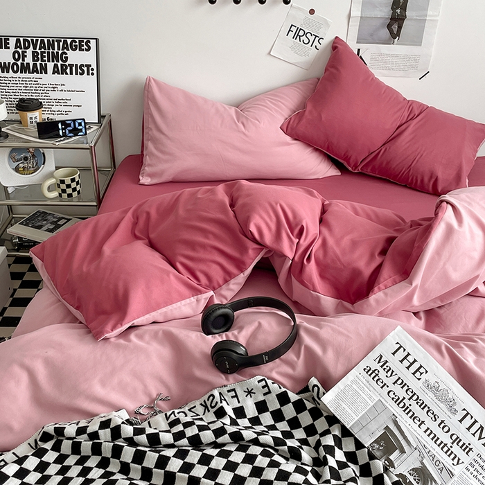 91家纺网 家纺一手货源 找家纺 优尚佳生活馆 2025新款无印风亲肤磨毛四件套-纯色 香芋奶昔