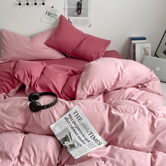 91家纺网 家纺一手货源 找家纺 优尚佳生活馆 2025新款无印风亲肤磨毛四件套-纯色 香芋奶昔