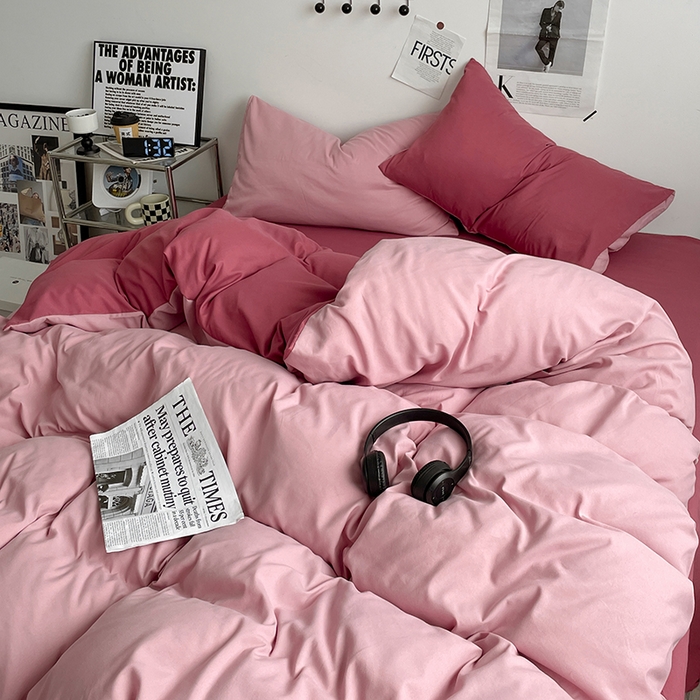 91家纺网 家纺一手货源 找家纺 优尚佳生活馆 2025新款无印风亲肤磨毛四件套-纯色 香芋奶昔