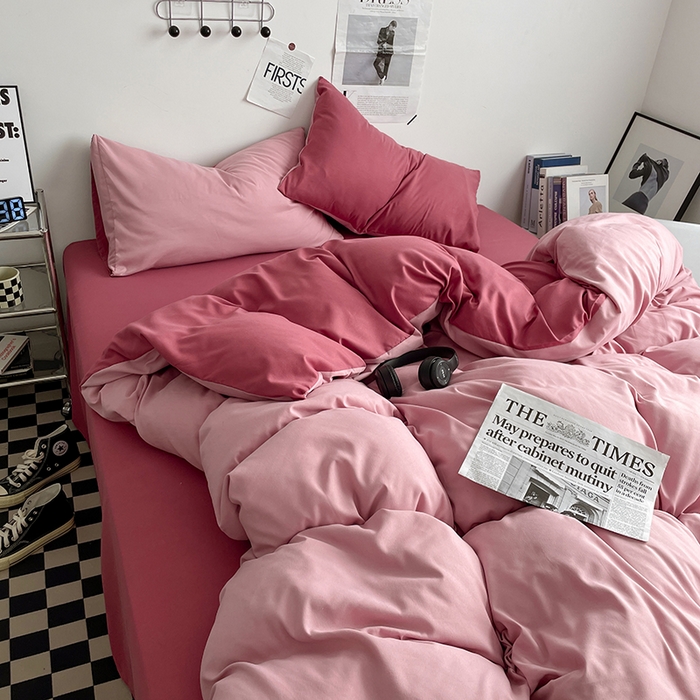 91家纺网 家纺一手货源 找家纺 优尚佳生活馆 2025新款无印风亲肤磨毛四件套-纯色 香芋奶昔