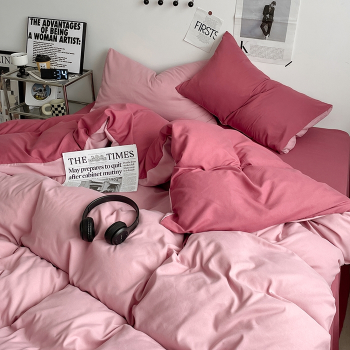 91家纺网 家纺一手货源 找家纺 优尚佳生活馆 2025新款无印风亲肤磨毛四件套-纯色 香芋奶昔