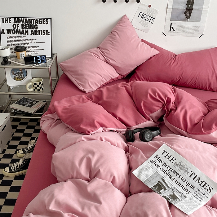 91家纺网 家纺一手货源 找家纺 优尚佳生活馆 2025新款无印风亲肤磨毛四件套-纯色 香芋奶昔