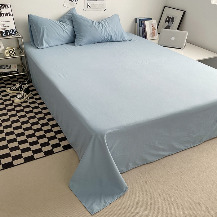 91家纺网 家纺一手货源 找家纺 优尚佳生活馆 2025新款无印风亲肤磨毛四件套-纯色 月光雾蓝