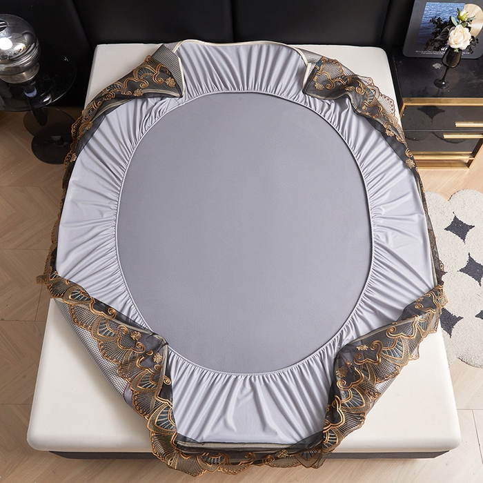 91家纺网 家纺一手货源 找家纺 情恒家纺 2025新款冰藤席床笠款三件套 皇朝 梦灰