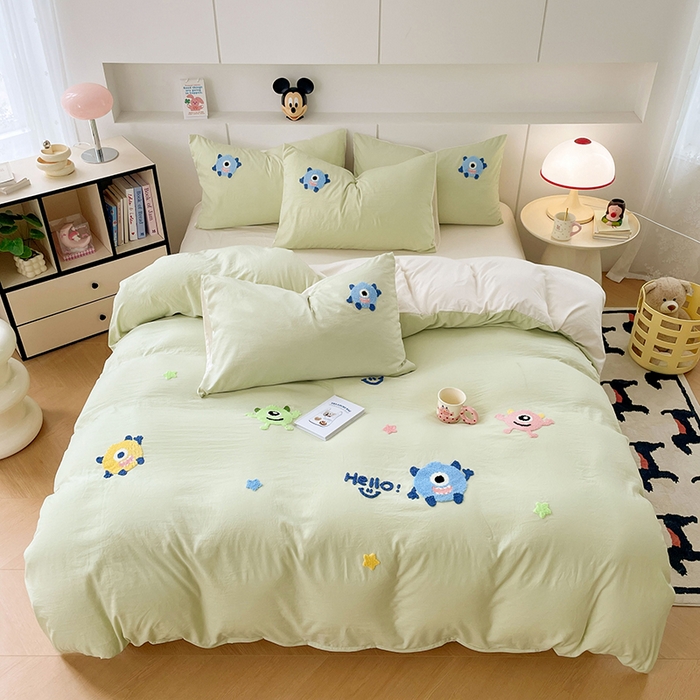 91家纺网 家纺一手货源 找家纺 （总）优尚佳生活馆 2025新款水洗棉毛巾绣四件套（提供买家秀）