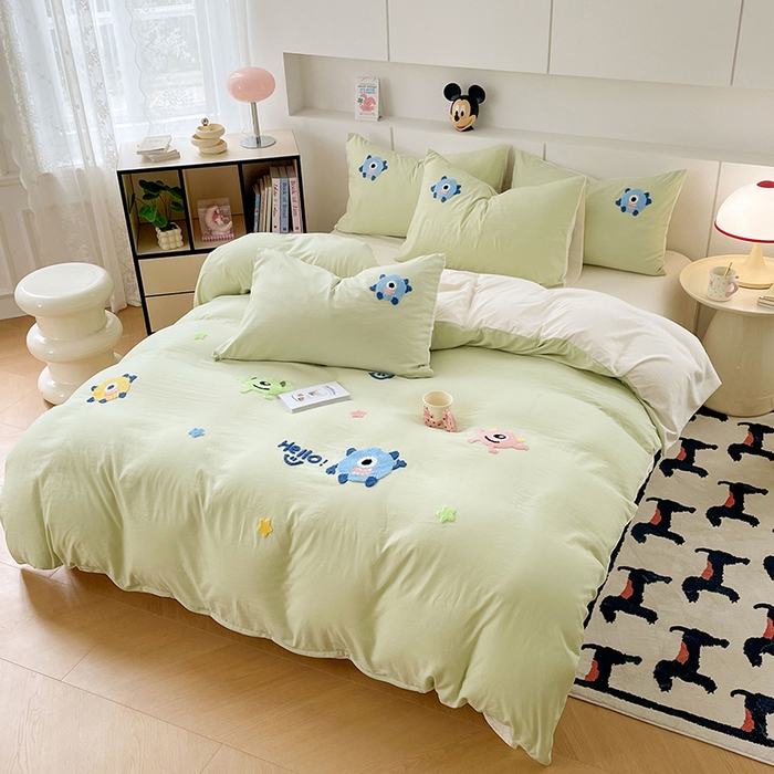 91家纺网 家纺一手货源 找家纺 （总）优尚佳生活馆 2025新款水洗棉毛巾绣四件套（提供买家秀）