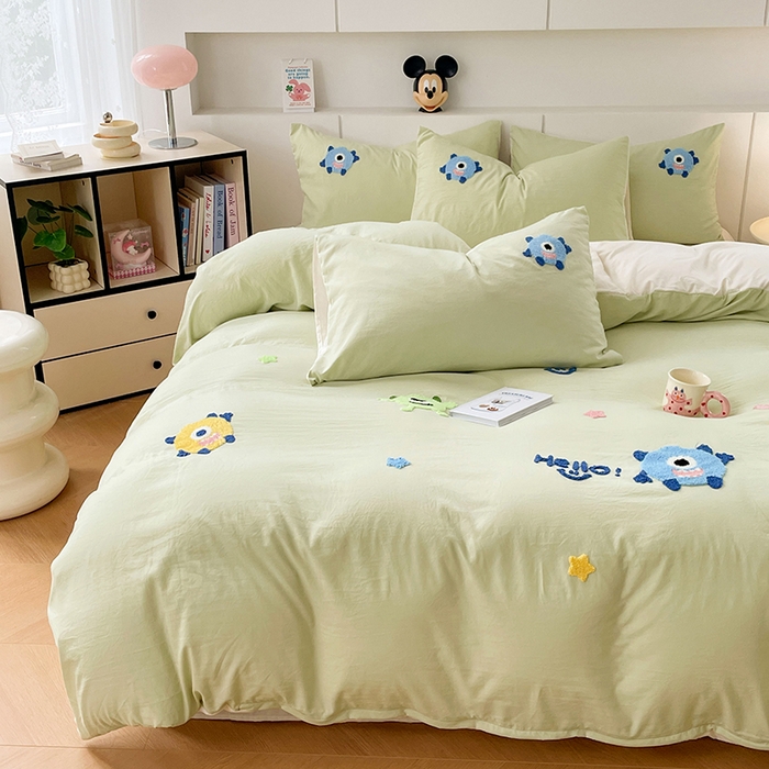 91家纺网 家纺一手货源 找家纺 （总）优尚佳生活馆 2025新款水洗棉毛巾绣四件套（提供买家秀）