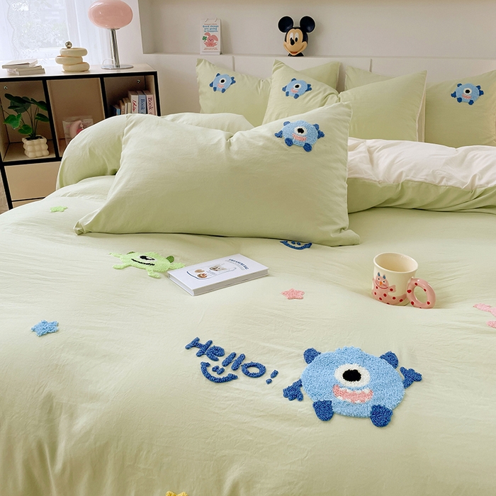 91家纺网 家纺一手货源 找家纺 （总）优尚佳生活馆 2025新款水洗棉毛巾绣四件套（提供买家秀）