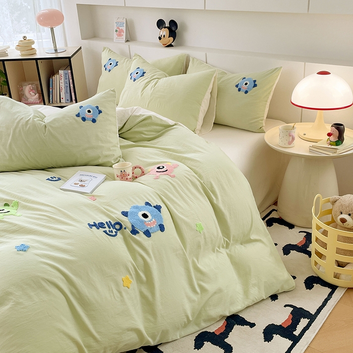 91家纺网 家纺一手货源 找家纺 （总）优尚佳生活馆 2025新款水洗棉毛巾绣四件套（提供买家秀）