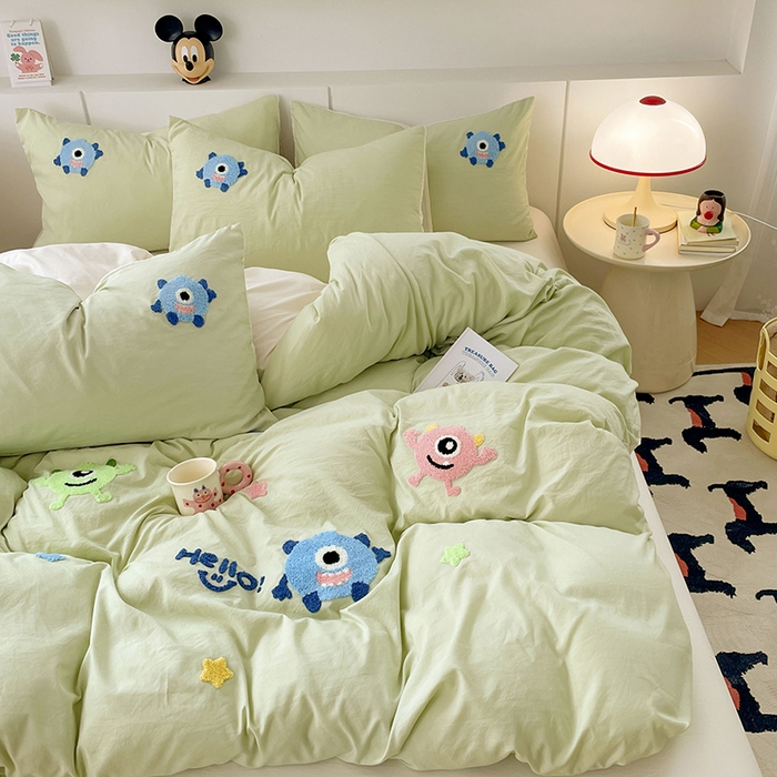 91家纺网 家纺一手货源 找家纺 （总）优尚佳生活馆 2025新款水洗棉毛巾绣四件套（提供买家秀）