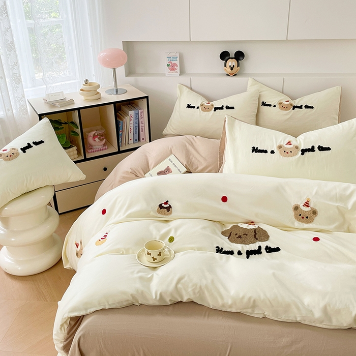 91家纺网 家纺一手货源 找家纺 （总）优尚佳生活馆 2025新款水洗棉毛巾绣四件套（提供买家秀）