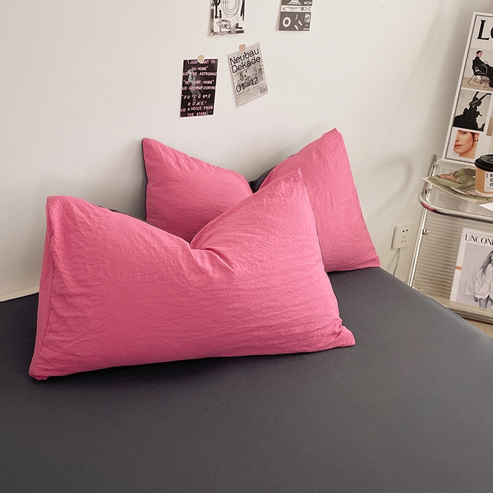 91家纺网 家纺一手货源 找家纺 （总）优尚佳生活馆 2025新款ins风超柔褶皱亲肤磨毛水洗棉四件套双拼系列（风格一）