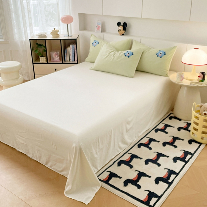 91家纺网 家纺一手货源 找家纺 优尚佳生活馆 2025新款水洗棉毛巾绣四件套（提供买家秀） 大怪兽-绿