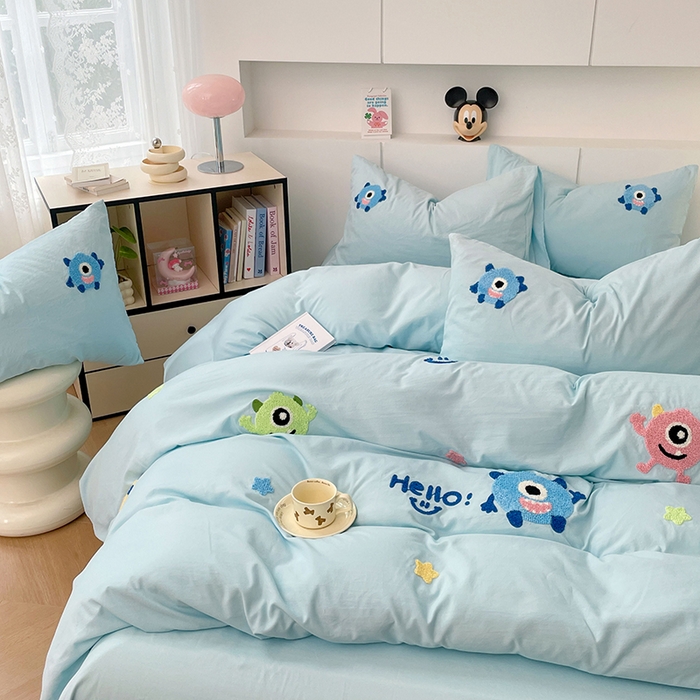 优尚佳生活馆 2025新款水洗棉毛巾绣四件套（提供买家秀） 大怪兽