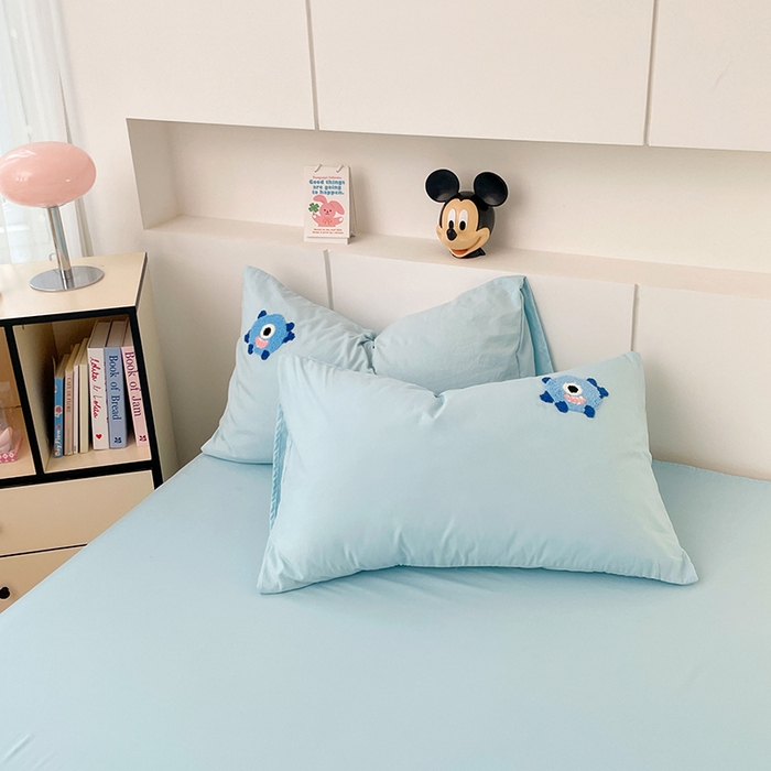 91家纺网 家纺一手货源 找家纺 优尚佳生活馆 2025新款水洗棉毛巾绣四件套（提供买家秀） 大怪兽