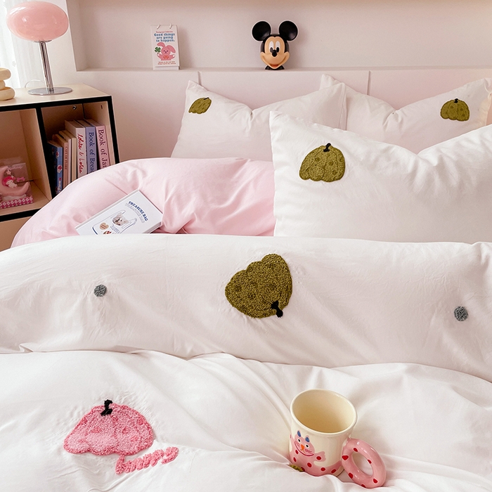 91家纺网 家纺一手货源 找家纺 优尚佳生活馆 2025新款水洗棉毛巾绣四件套（提供买家秀） 粉色乐园