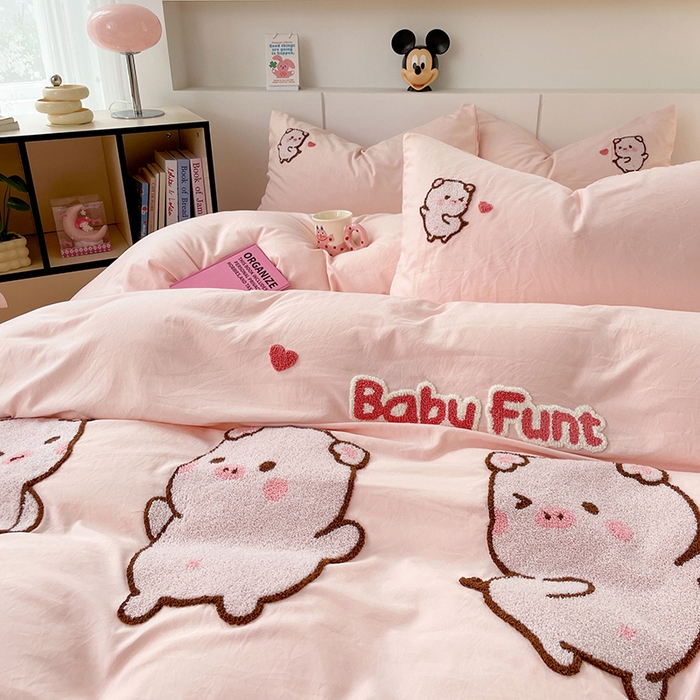 91家纺网 家纺一手货源 找家纺 优尚佳生活馆 2025新款水洗棉毛巾绣四件套（提供买家秀） 金猪满罐